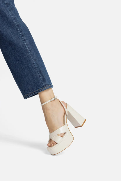 Dolly X Platform Sandal In Pearl Leather