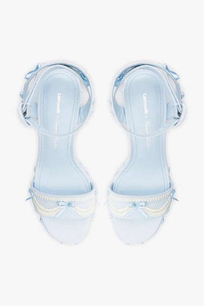 Larroudé x Tanner Fletcher: Dolly Cake&Lace Sandal Blue Satin