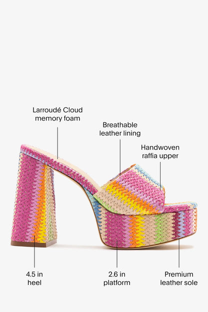 Dolly Mule Rainbow Raffia