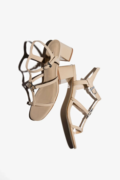 Hana Block Sandal Sand Patent Leather