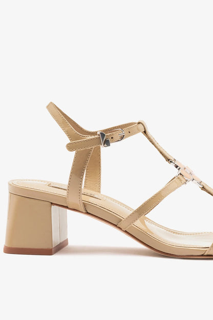 Hana Block Sandal Sand Patent Leather