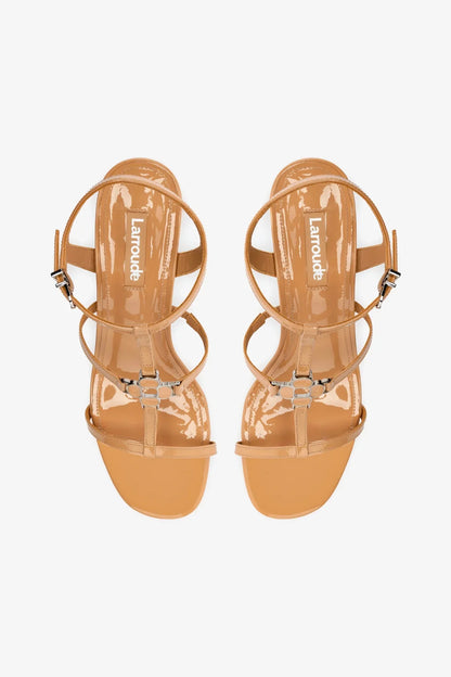Hana Block In Tan Patent Leather