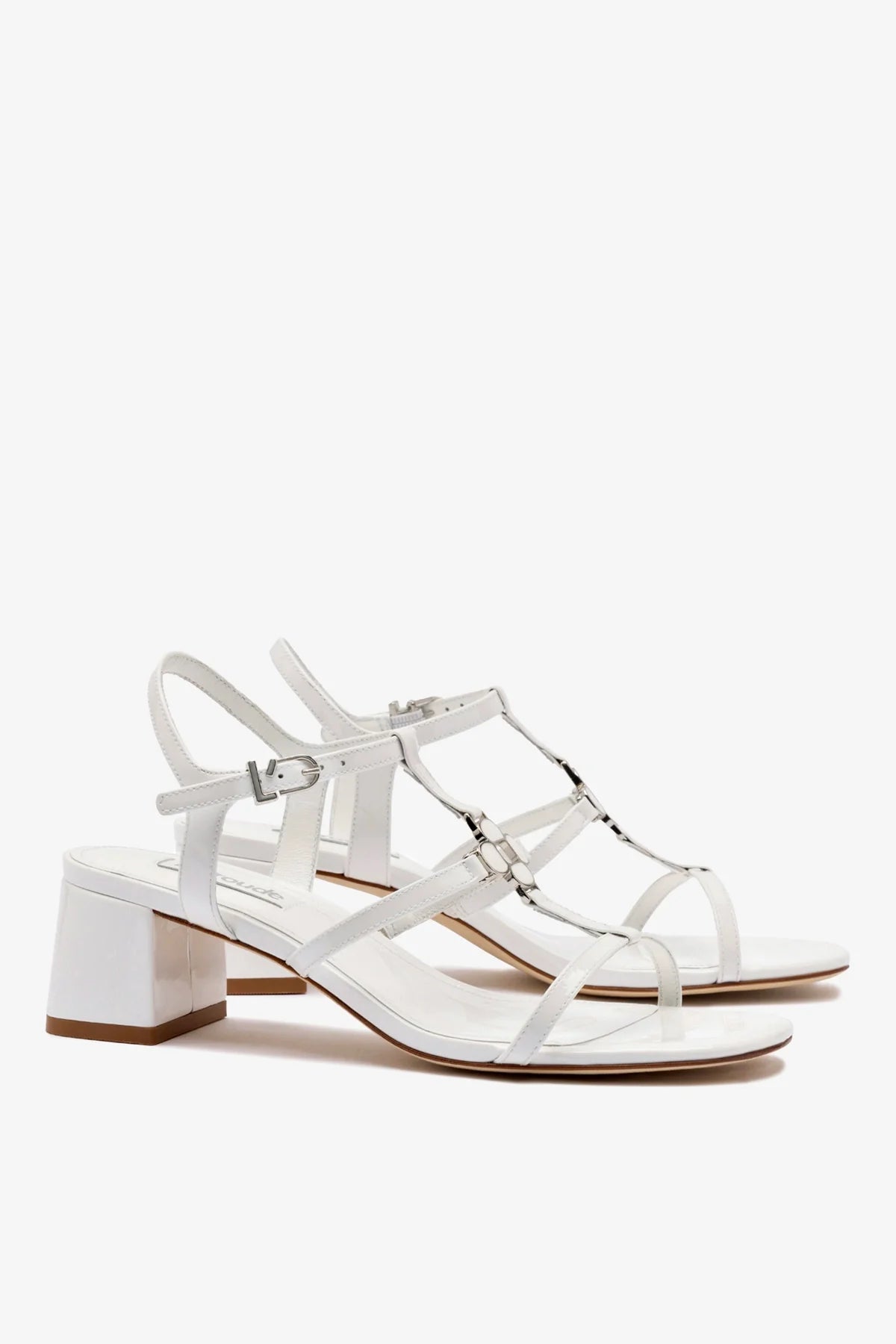 Hana Block In White Patent Leather