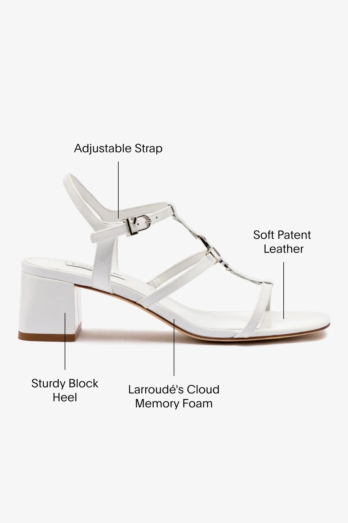 Hana Block In White Patent Leather