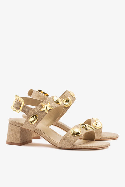 Madison Block Sandal Beige Raffia