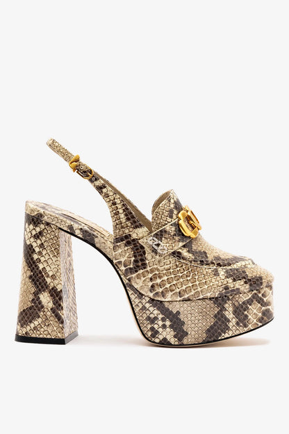 Harrington Loafer Hi In Neutral Snake Stamped Leather