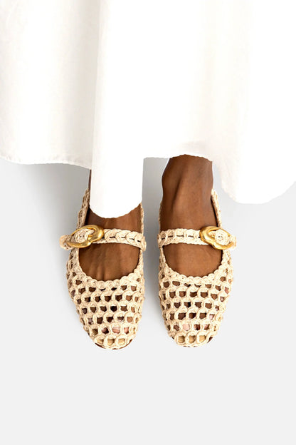 Verona Macrame In Beige Embroidered Raffia