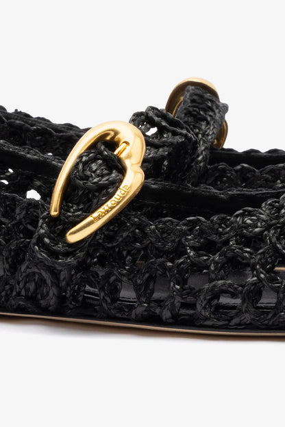 Verona Macrame In Black Embroidered Raffia