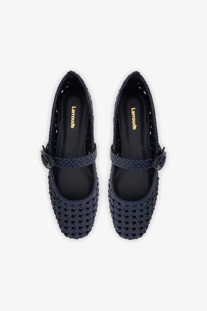 Verona New Macrame Ballet Flat In Navy Leather