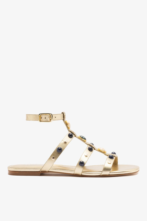 Amalfi Flat Sandal Platina Leather