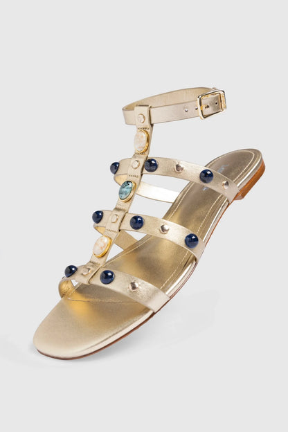Amalfi Flat Sandal Platina Leather
