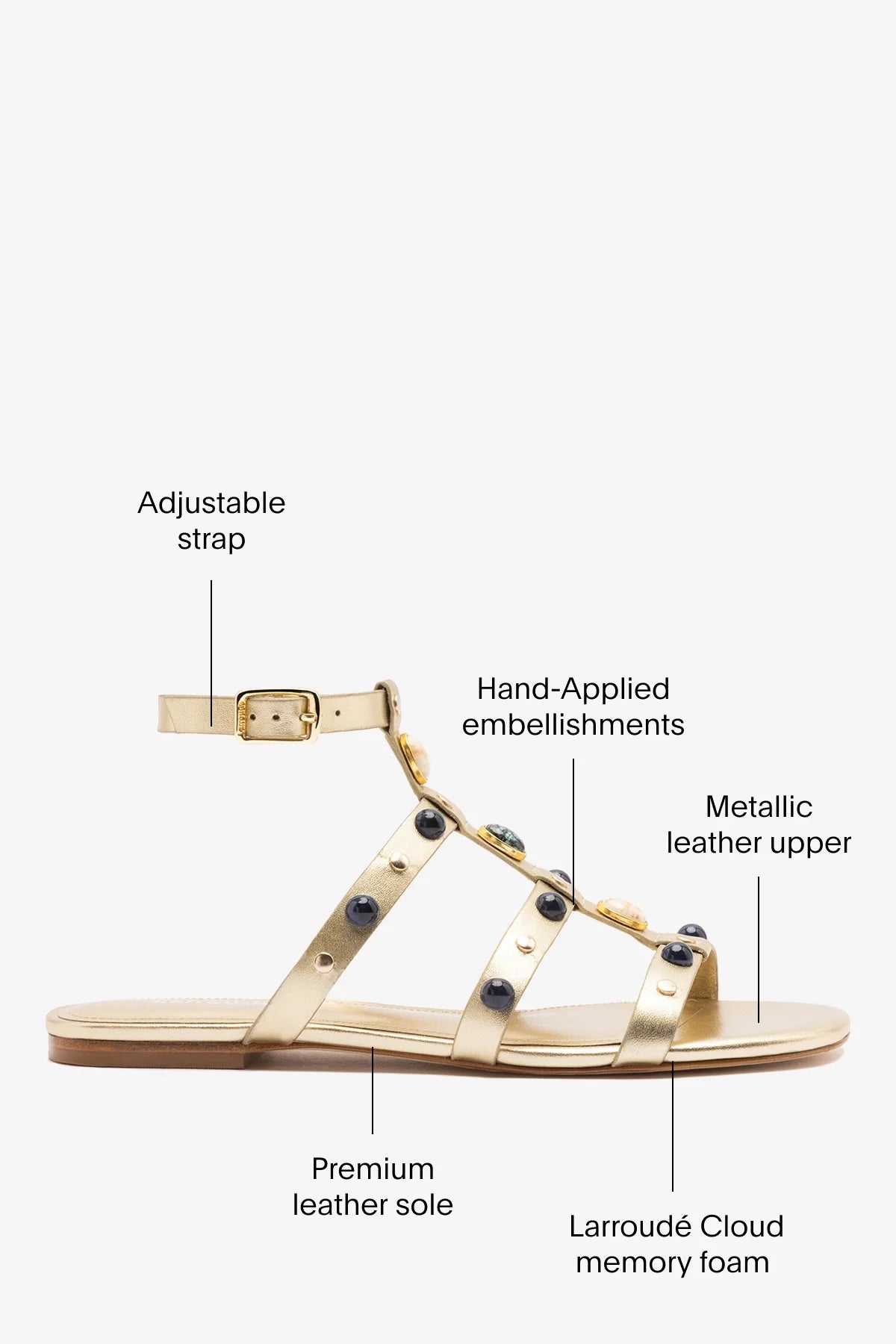 Amalfi Flat Sandal Platina Leather
