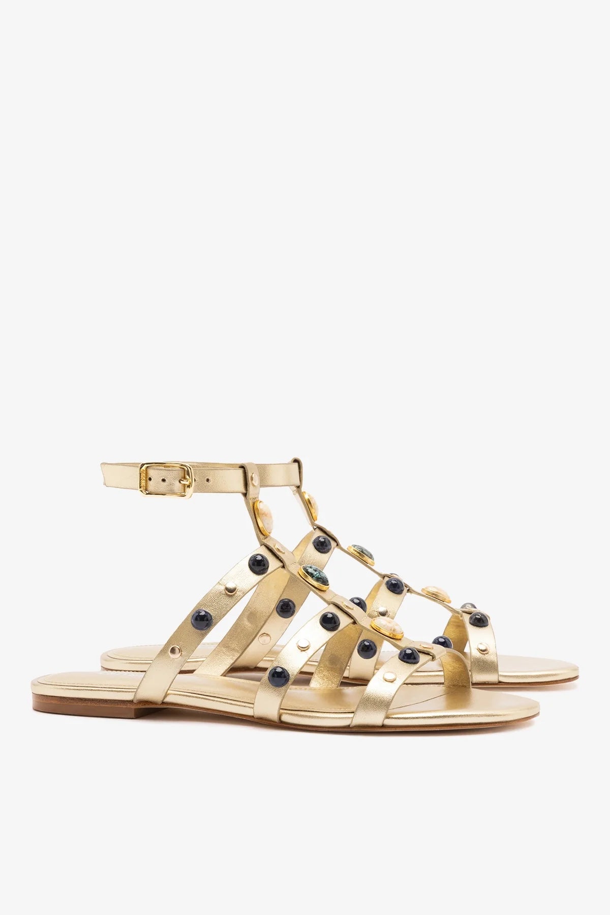 Amalfi Flat Sandal Platina Leather
