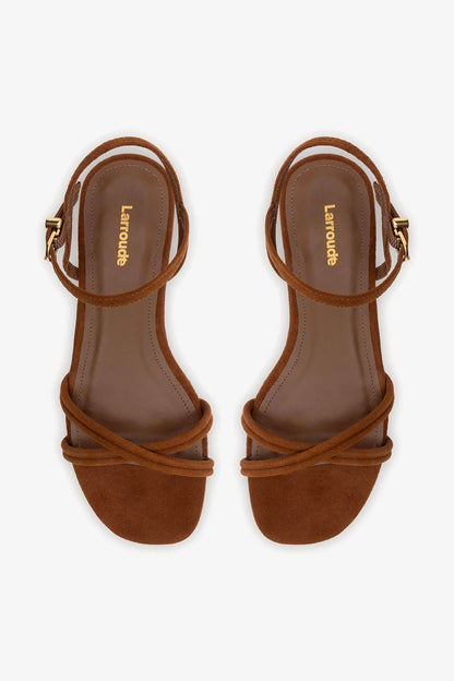 Annie Ankle Strap Sandal In Burnt Umber Leather