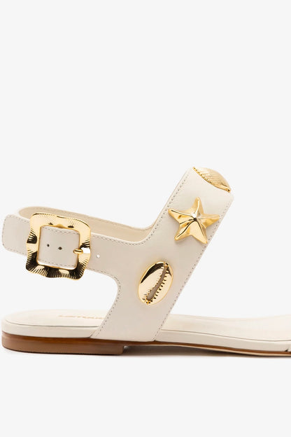 Madison Flat Sandal Ivory Leather