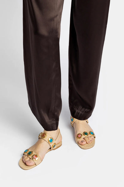 Milan Gioiello Flat In Beige Raffia