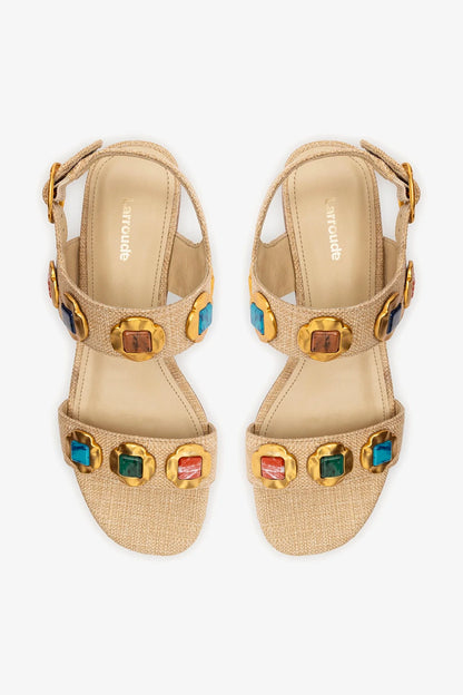 Milan Gioiello Flat In Beige Raffia