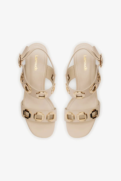 Milan Flat Sandal In Ivory Leather