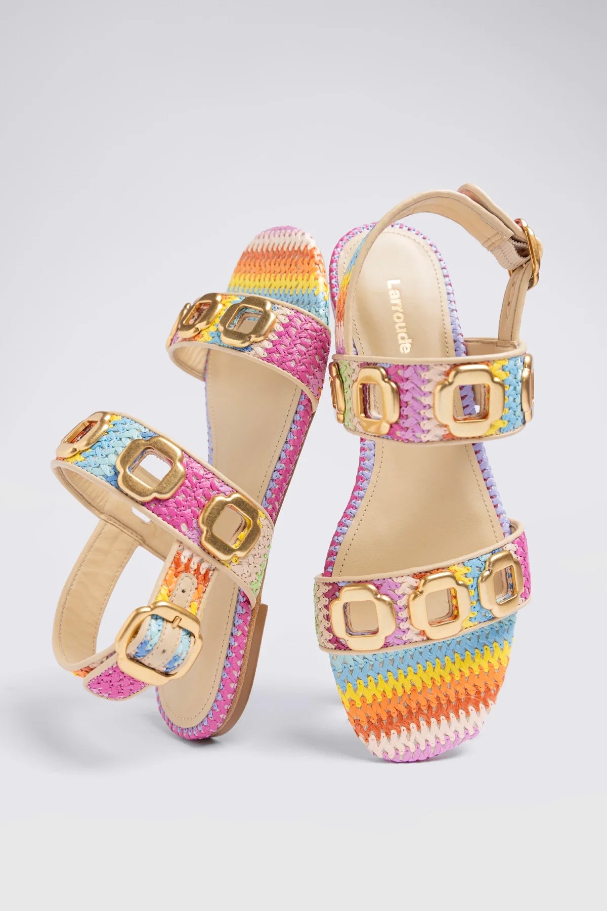 Milan Flat Sandal Rainbow Raffia