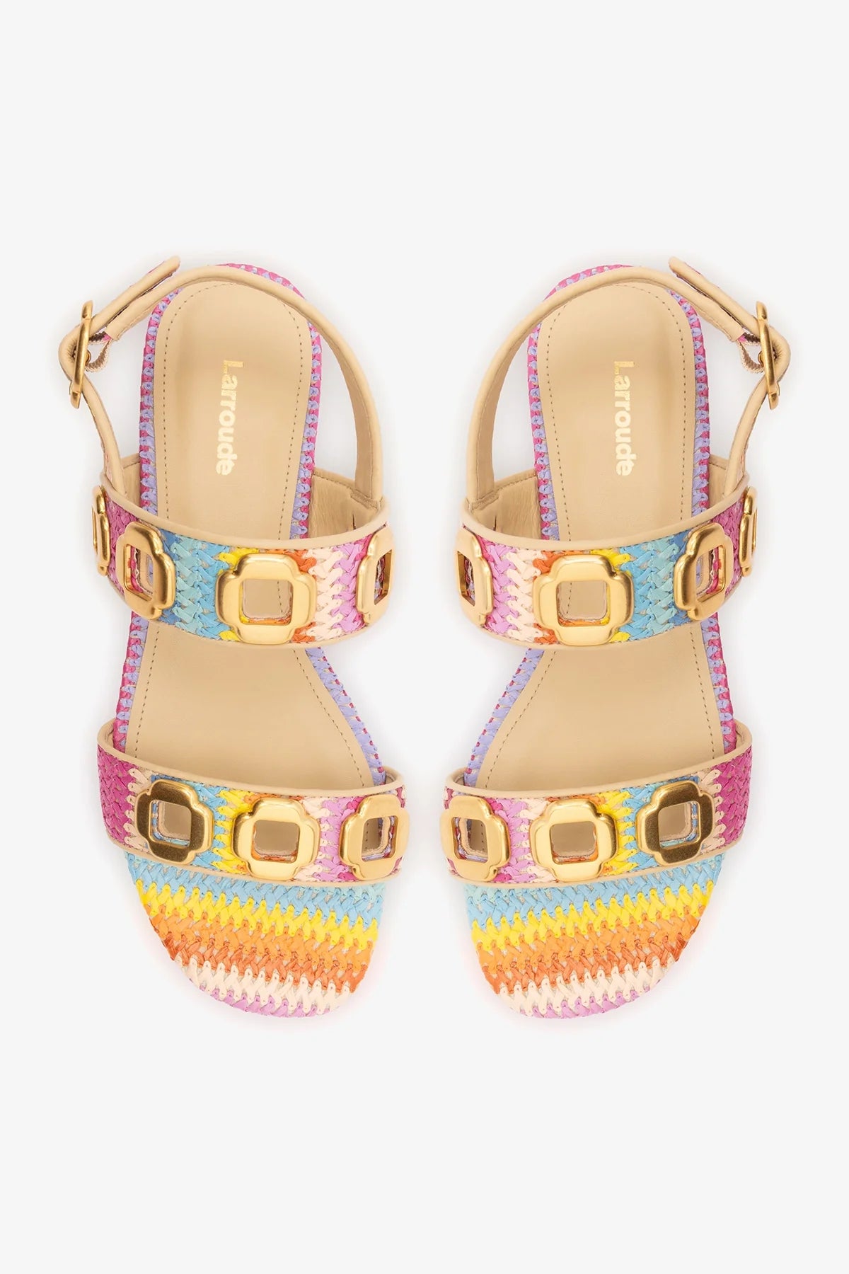 Milan Flat Sandal Rainbow Raffia