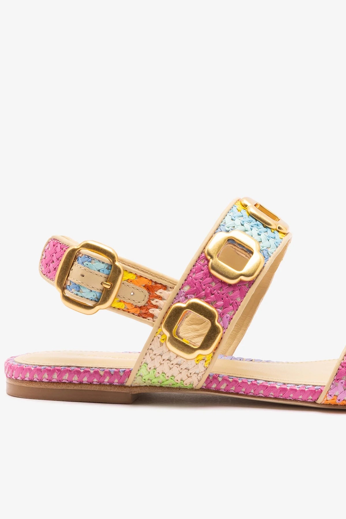 Milan Flat Sandal Rainbow Raffia