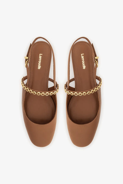 Georgina Milanina Ballet Flat In Caramel Leather