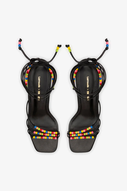 Larroudé x Ciao Lucia: Eloisa Sandal Black Leather