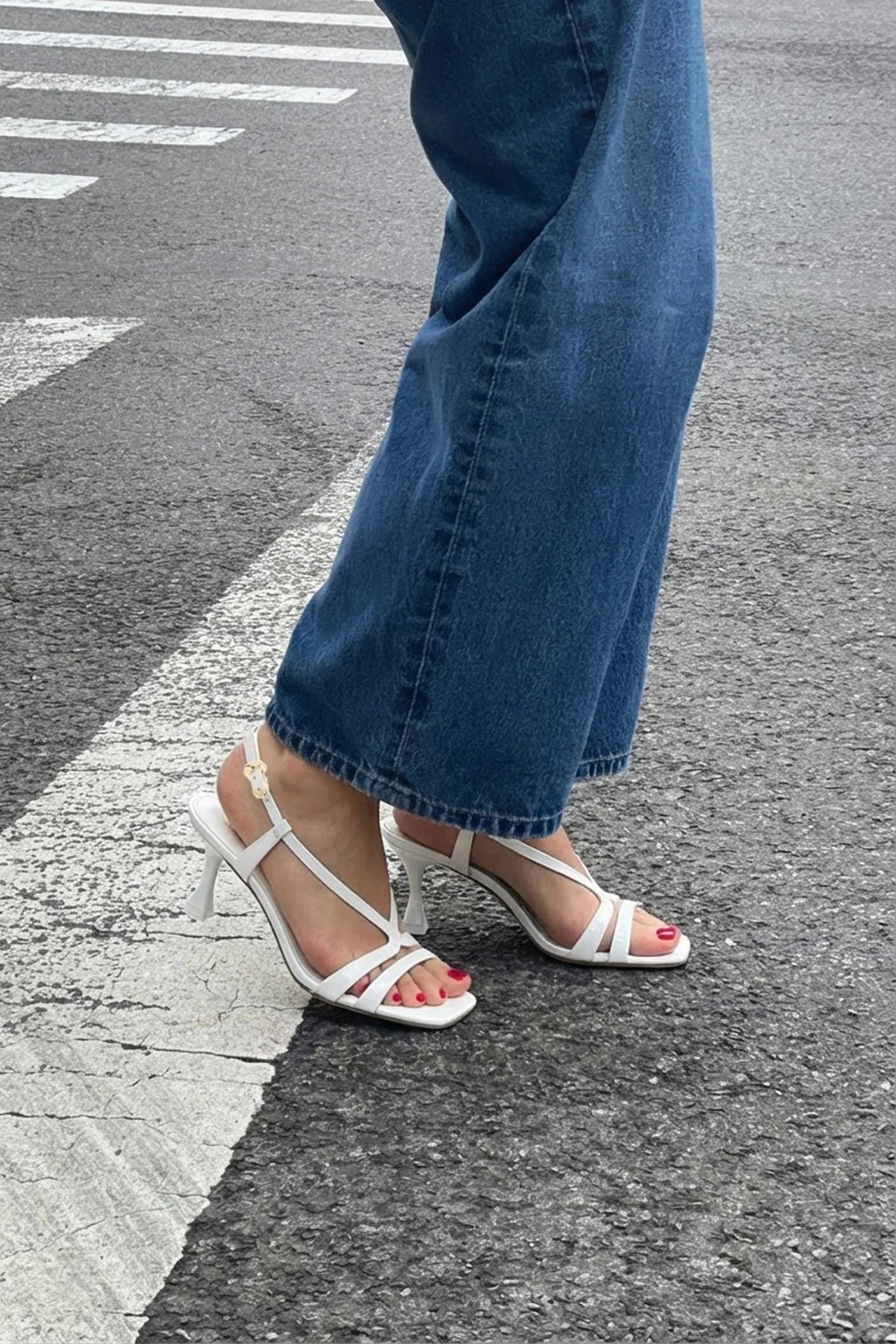 Daphne Sandal White Patent Leather