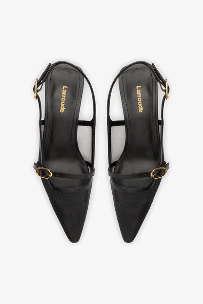 Ines Pump In Black Mesh and Leather