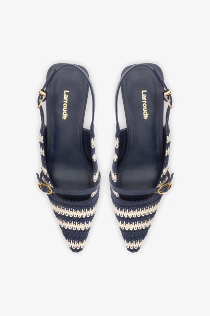 Ines Crochet Pump Striped Navy