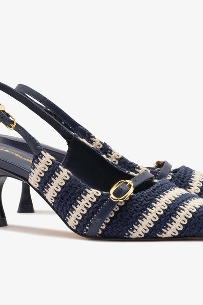 Ines Crochet Pump Striped Navy