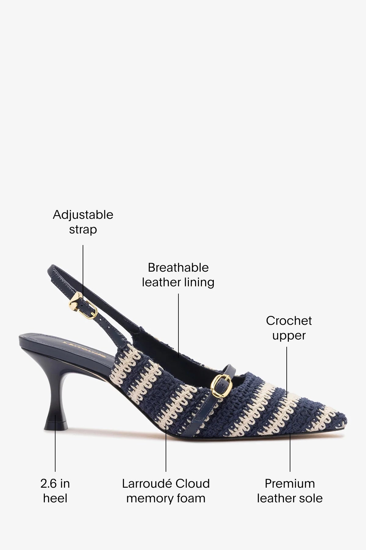 Ines Crochet Pump Striped Navy