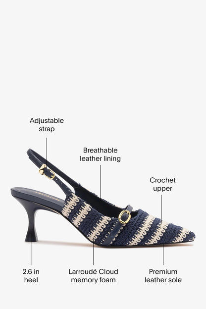 Ines Crochet Pump Striped Navy