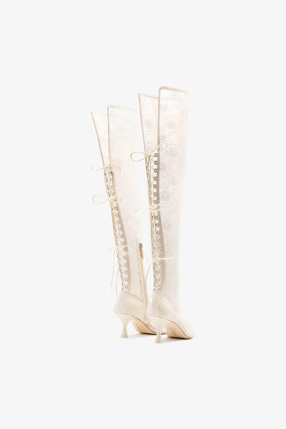 Larroudé x Markarian: Ines Lace-up Boot White Lace
