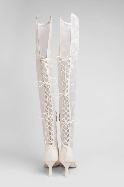 Larroudé x Markarian: Ines Lace-up Boot White Lace