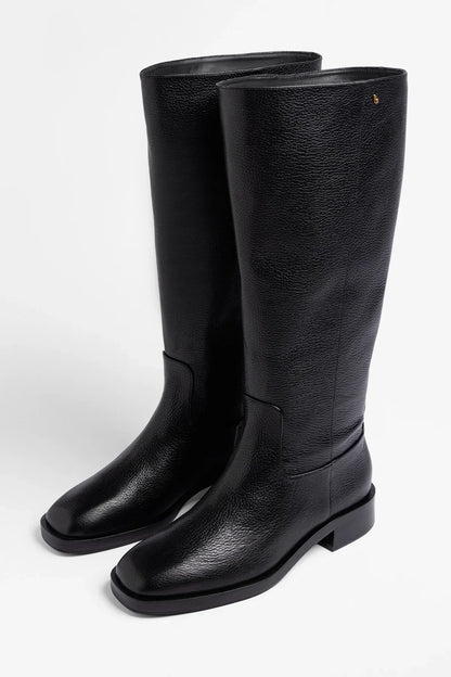 Anne Wide Black Leather