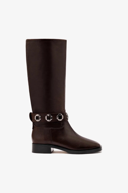 Milan Flat Boot In Brown Leather
