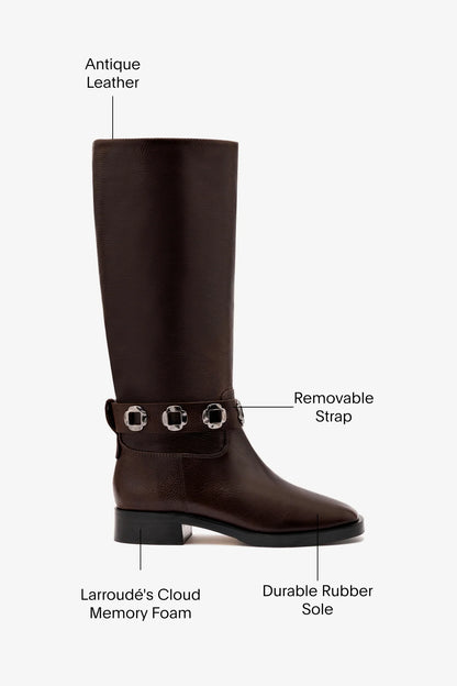 Milan Flat Boot In Brown Leather