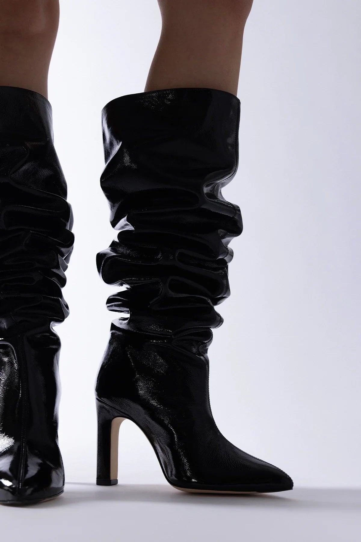 Cindy Slouch Boot Black Patent Leather
