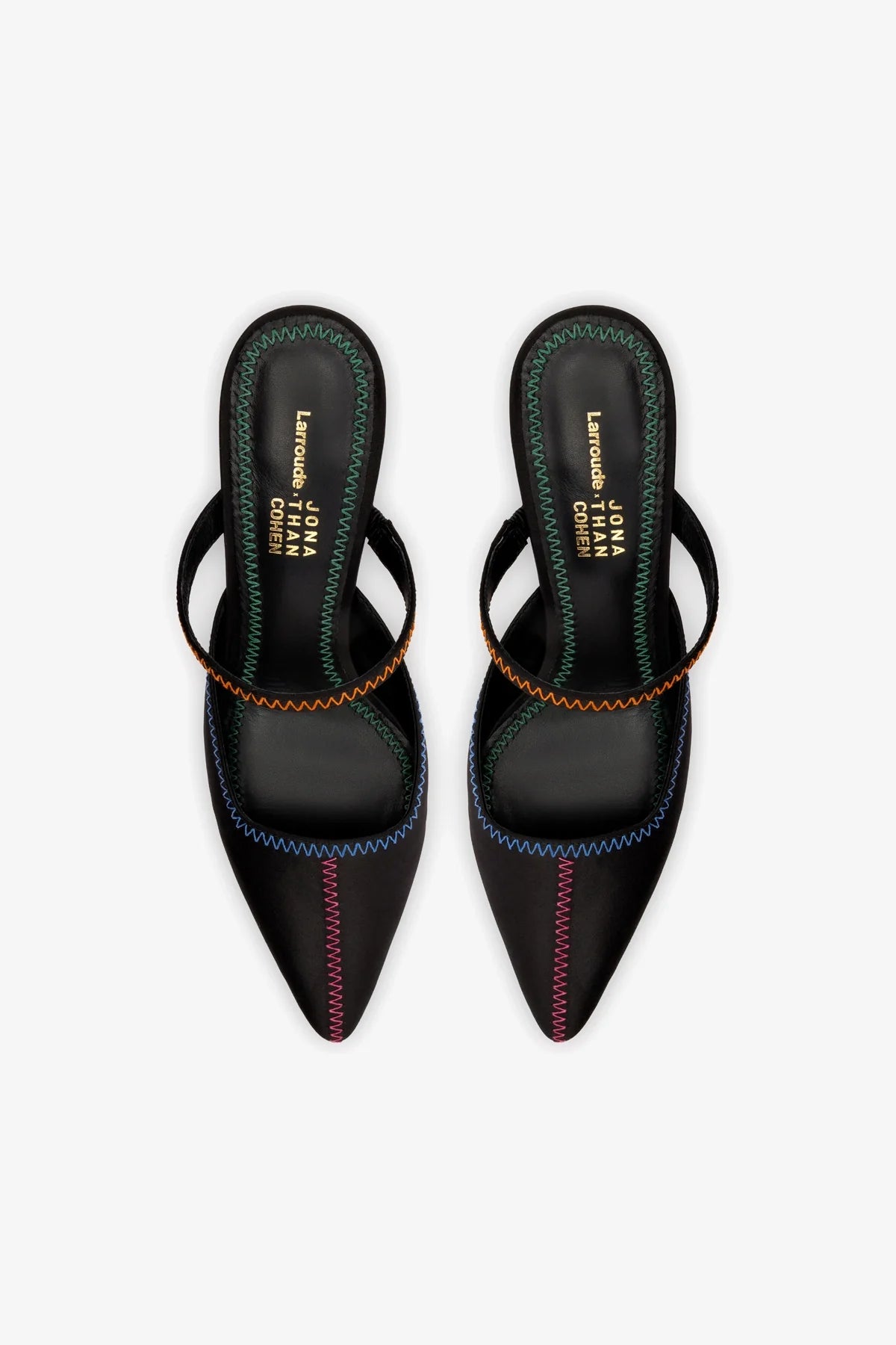 Jonathan Cohen by L.: Zig Zag Pump In Black Satin