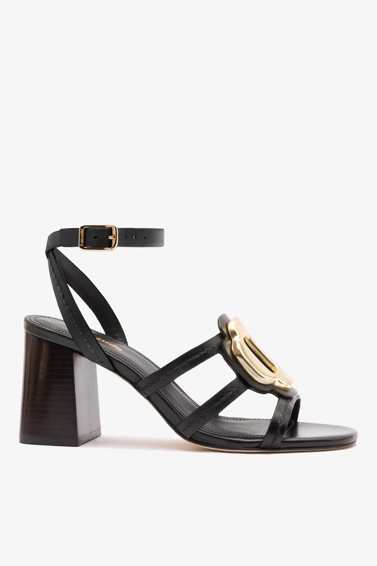 Margherita Block Sandal Black Leather