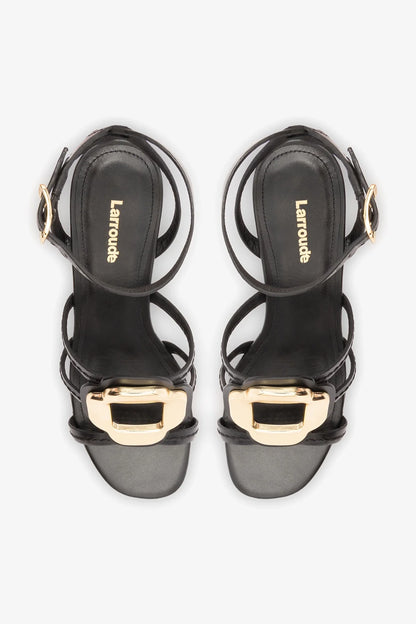 Margherita Block Sandal Black Leather