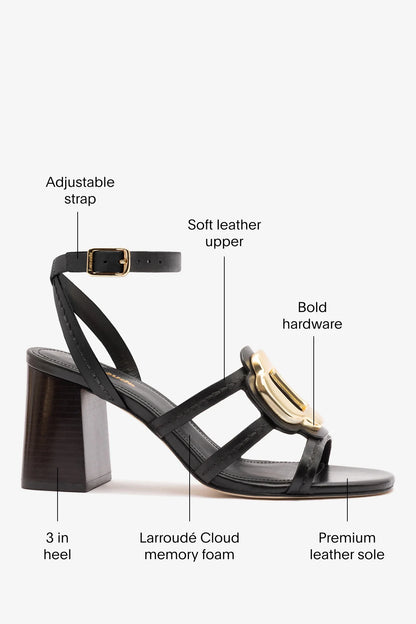 Margherita Block Sandal Black Leather