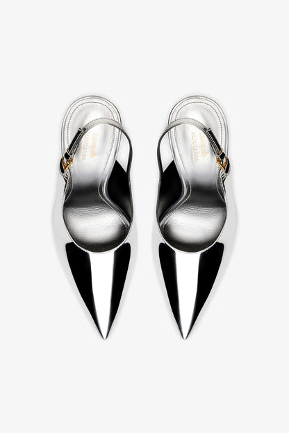 Larroudé x Altuzarra Pump In Silver Specchio