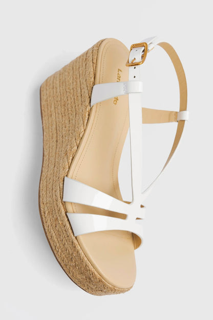Daphne Espadrille Sandal White Patent Leather