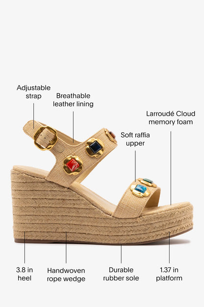 Milan Gioiello Espadrille In Beige Raffia