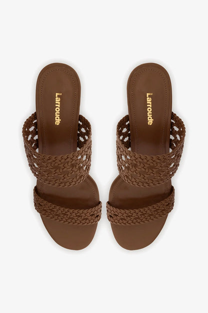 Dew Drop Macrame Sandal In Burnt Umber Leather