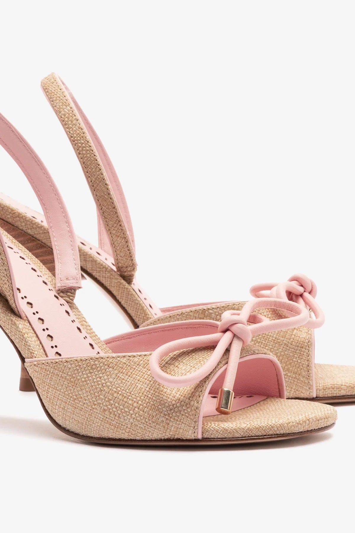 Lady Sandal In Beige Raffia And Tulip Leather