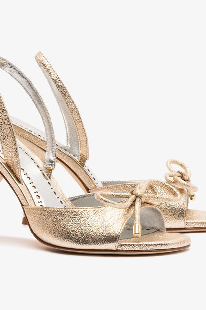 Lady Sandal In Platina Sparkle Metallic Leather