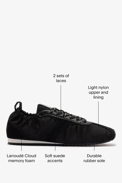 Stella Lite Sneaker In Black Nylon and Suede